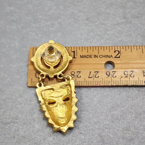 Vintage 1993 Avon Tribal African Aztec Egyptian Inspired Mask Brooch-Earring Set - Picture 10 of 11